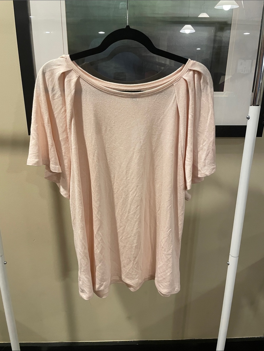 Ann Taylor Pale Blush Flutter Sleeve Blouse